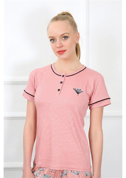 Kadın Gül Kurusu Kısa Kol Pijama Takım modelleri