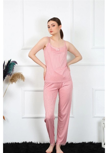 Kadın Ip Askılı Somon Pijama Takım modelleri