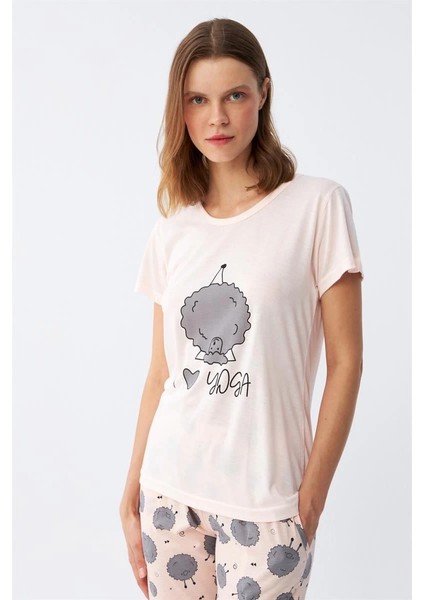 Kadın Kısa Kol Pijama Takım Pudra modelleri