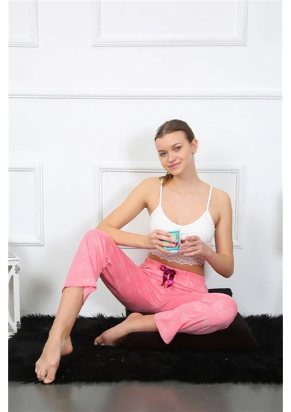 Kadın Pamuklu Alt Pijama Pembe modelleri