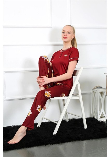 Kadın Bordo Kısa Kol Pijama Takım fiyatları