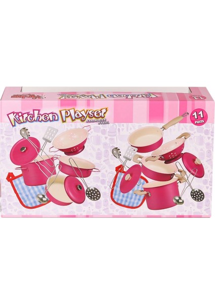 3815-6A Emaye Tencere 11 Parça Pembe -Vardem Oyuncak fiyatları