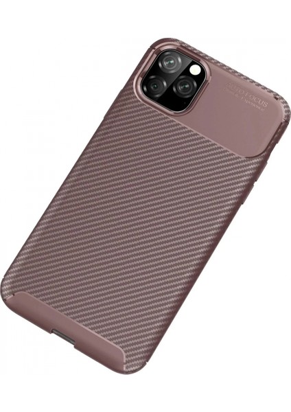 iPhone 11 Pro Kılıf Auto Focus Karbon Kapak - Kahverengi fiyatları