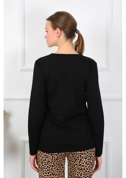 Kadın Penye Uzun Kol Pijama Takım Siyah fırsatları