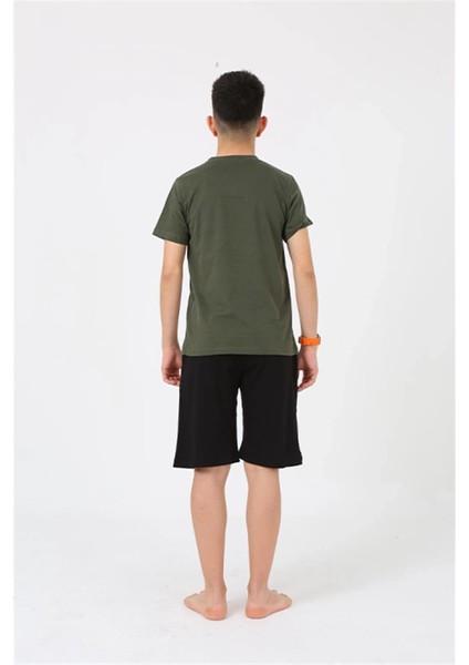 Erkek Genç Garson Boy Kısa Kol Haki Penye Şortlu Pijama Takımı fırsatları