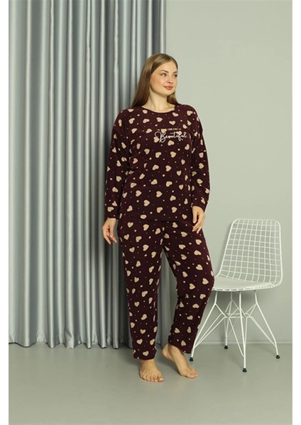 Polar Kadın Büyük Beden Pijama Takımı Bordo modelleri