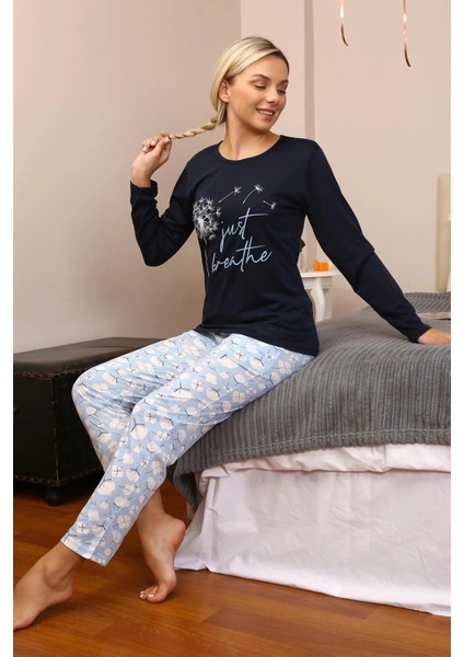 Kadın Penye Uzun Kol Pijama Takım Laciver fiyatları