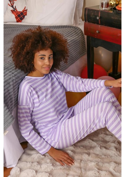 Kadın Uzun Kol Penye Pijama Takım Lila fiyatları
