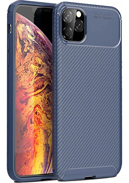 iPhone 11 Pro Max Kılıf Auto Focus Karbon Kapak - Lacivert