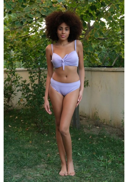 Kadın Içi Boş Fiyonklu Kaplı Lila Alt Üst Bikini Takım indirimleri
