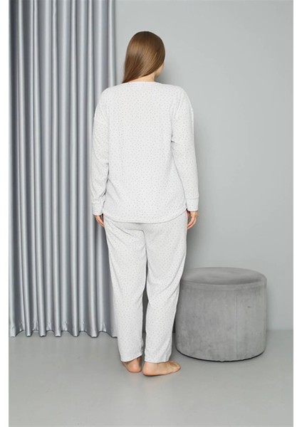 Welsoft Polar Kadın Büyük Beden Pijama Takımı Ekru indirimleri