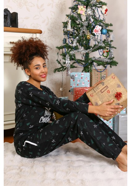 Merry Christmas Polar Kadın Pijama Takımı Siyah fiyatları