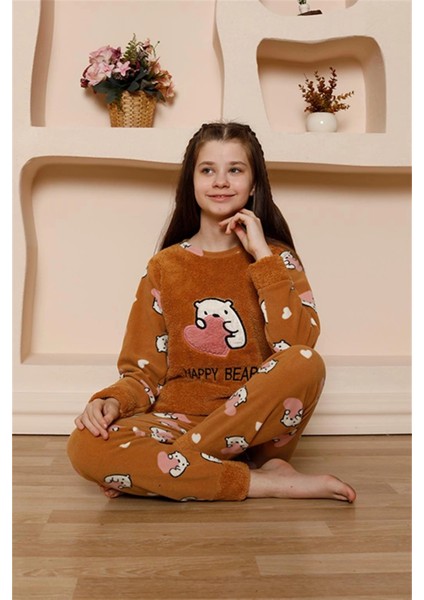 Kız Çocuk Polar Sütlü Kahve Pijama Takımı fiyatları