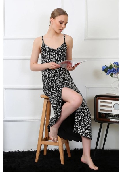 Kadın Ip Askılı Uzun Gecelik Siyah modelleri