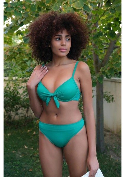 Kadın Destekli Fiyonklu Alt Üst Yeşil Bikini Takım fiyatları