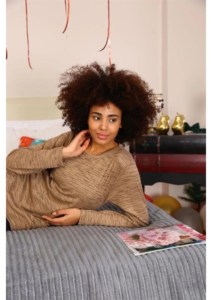 Kadın Uzun Kol Penye Pijama Takım Sütlü Kahve fırsatları