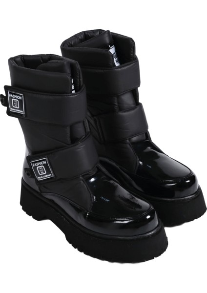 Su Geçirmez Kaymaz Taban Siyah Kadın Kar Botu