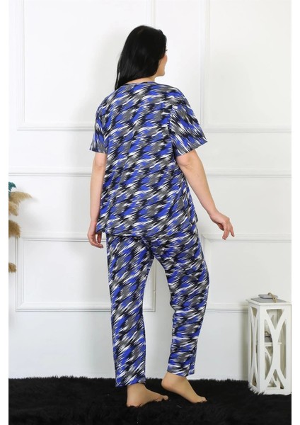 Kadın 5xl-6xl-7xl-8xl Büyük Beden Kısa Kol Pijama Takım Saks fırsatları