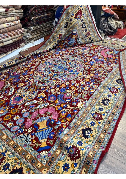 El Dokuma Duruder Hereke Halısı Özel Dokuma Rengarenk Muazzam Bir Eser Ebat 430X300 fiyatları