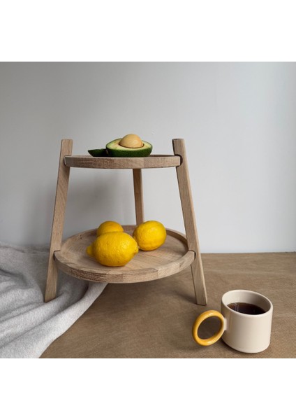 Masif Meşe Iki Katlı Servis- Sunum Standı