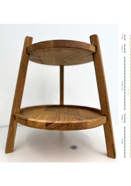 Masif Meşe Iki Katlı Servis- Sunum Standı modelleri