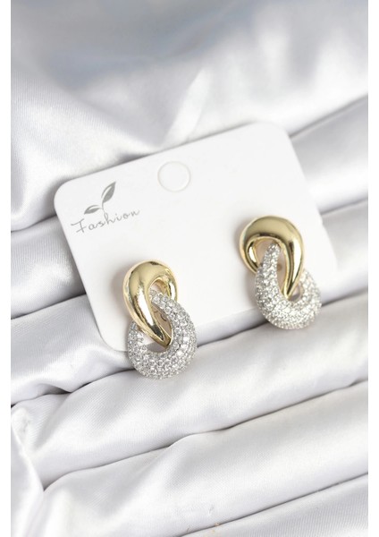 Sarmal Model Gold Gümüş Renk Pirinç Kadın Küpe