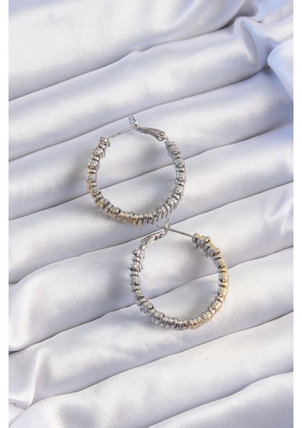 Pirinç Gold Gümüş Renkli Tırtıklı Halka Küpe fiyatları