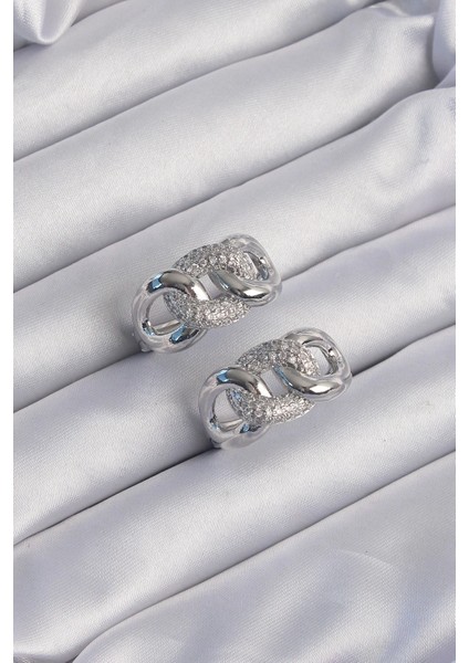 Pirinç Gümüş Renk Zirkon Taşlı Samanyolu Küpe fiyatları