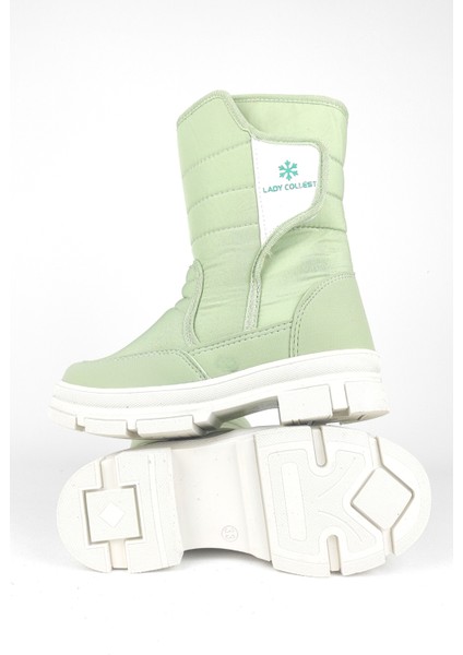 Lady İçi Termal Kaydırmaz Taban Cırtlı Kız Çocuk Kar Botu Yeşil