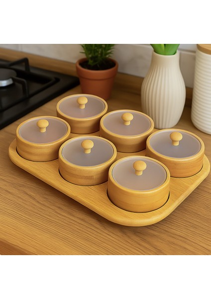 Porsima PBT-693 Tepsili 6lı Bambu Kahvaltılık Saklama Kabı Kapaklı Saklama Kabı Kapaklı Kahvaltılık Seti fırsatları