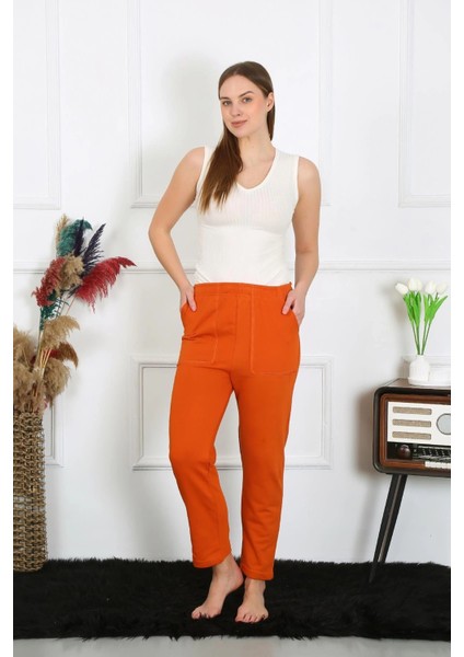 Kadın Pamuk Cepli 3 Iplik Alt Eşofman Kiremit fiyatları