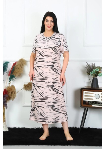 Kadın Büyük Beden Kısa Kol Krem Anne Gecelik fiyatları