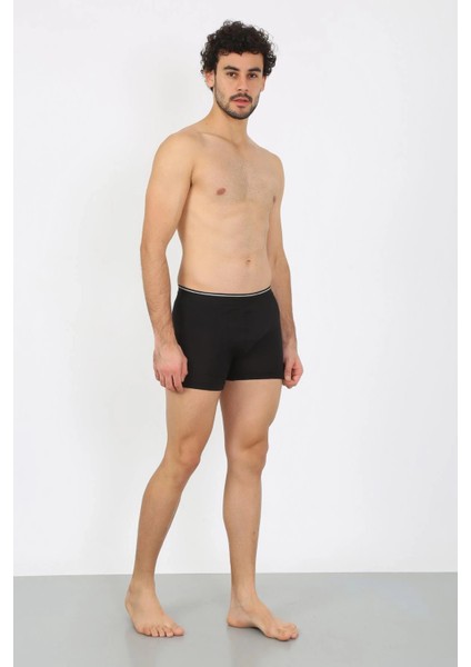 Erkek Pamuk Likralı Boxer Siyah