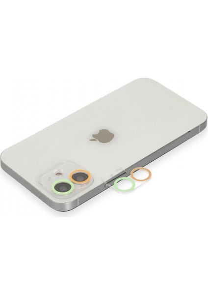 iPhone 11 Renkli Kamera Lens Koruma Cam - Turuncu-Yeşil