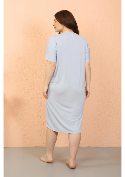 Kadın Büyük Beden Penye Kısa Kol Gri Gecelik indirimleri