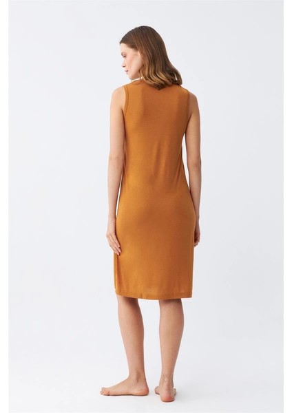 Kadın Kalın Askılı Penye Gecelik Hardal fırsatları