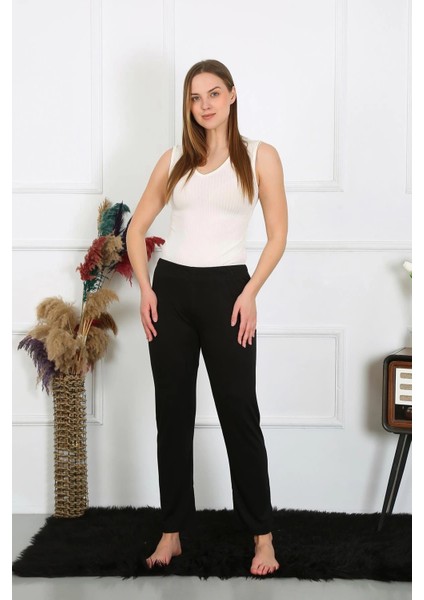 Kadın Pamuk Penye Tek Alt Pijama Siyah