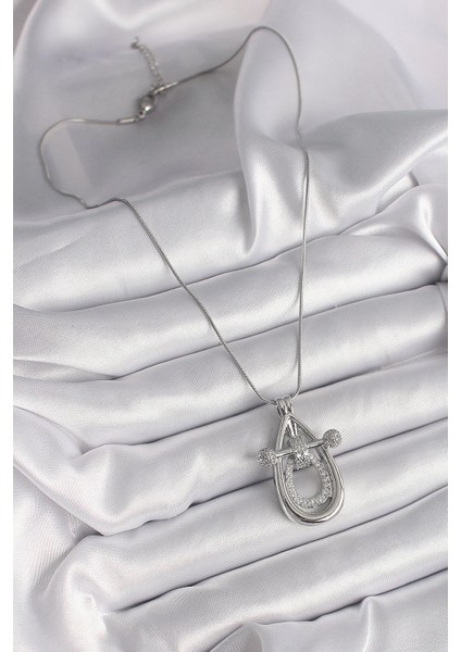 316L Çelik Gümüş Renk Zirkon Taşlı Damla Model Kadın Kolye fiyatları