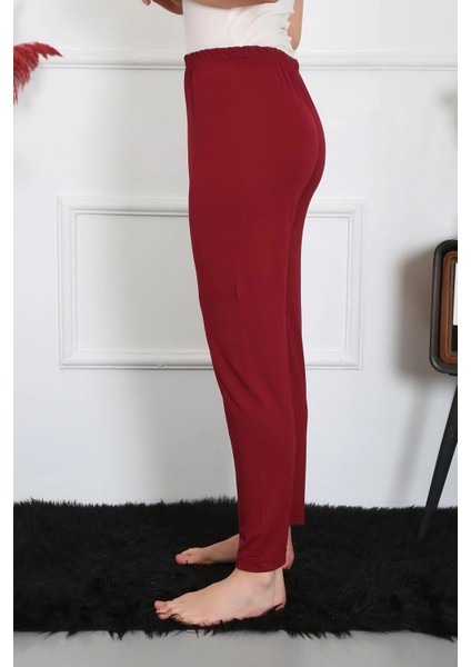 Kadın Pamuk Penye Tek Alt Pijama Bordo modelleri