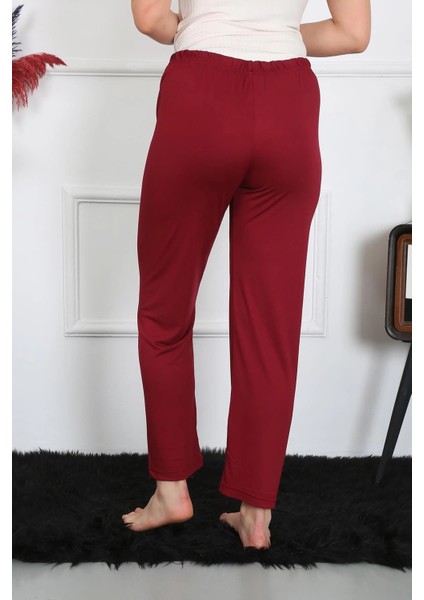 Kadın Pamuk Penye Tek Alt Pijama Bordo fırsatları