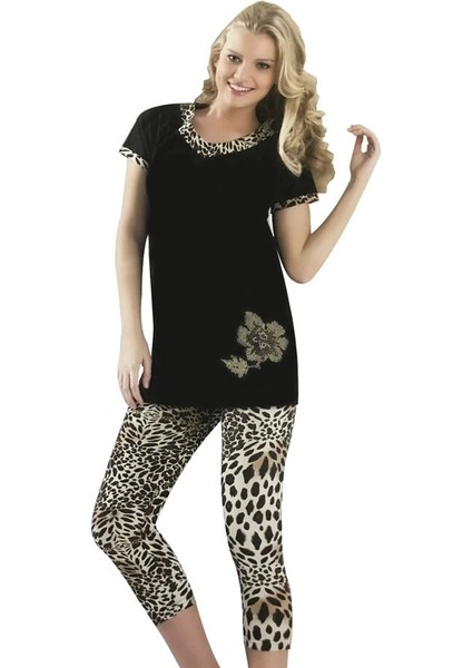 Hmd Kadın Leopar Kısa Tayt Takım 60012