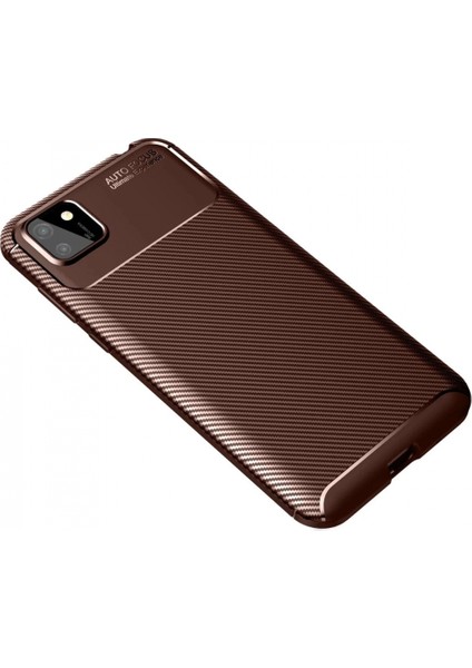 Huawei Y5P Kılıf Auto Focus Karbon Kapak - Kahverengi fiyatları