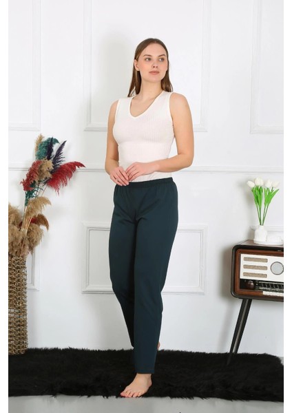 Kadın Pamuk Penye Tek Alt Pijama Petrol modelleri