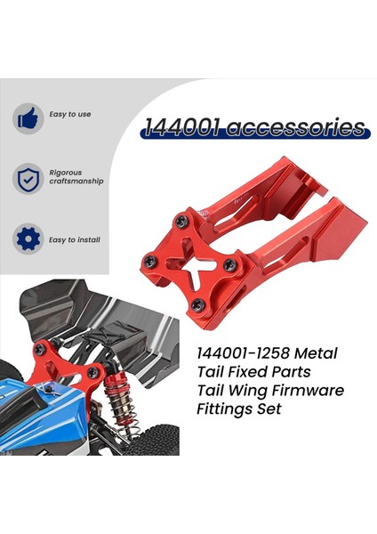 144001-1258 Metal Kuyruk Sabit Parçalar Kuyruk Kanadı Firmware Bağlantı Sözleri Wltoys Için Set 144001 1/14 4WD Rc Araç Parçaları Kırmızı (Yurt Dışından) fırsatları