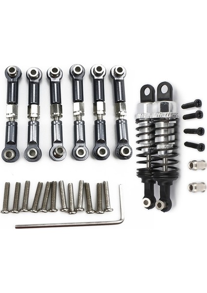 2 Adet Yağ Ayarlanabilir 65MM Şok Emici Damper 1/18 Wltoys A959 A969 Gümüş ve 6pc Ayarlanabilir Metal Bağlantı Çekme Çubuğu (Yurt Dışından)