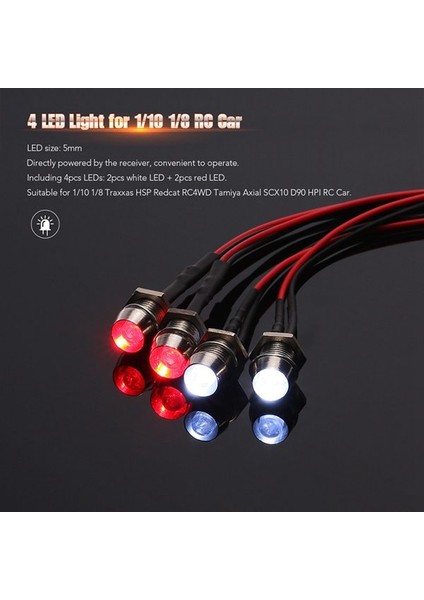 4 LED Işık Kiti 2 Beyaz 2 Kırmızı 1/10 1/8 Traxxas Trx4 Hsp Axıal SCX10 D90 Hpı Rc Car (Yurt Dışından) fırsatları