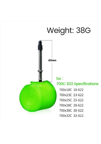 2x Bisiklet Iç Tüp Ultralight Yol Bisiklet Tpu Tpu Lastik 700C 18 23 25 28 32C Uzunluk Fransız Valf Iç Tüp 60MM (Yurt Dışından) indirimleri