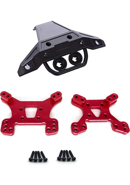 1 Set 144001 Parça Ön ve Arka Şok Kulesi Tahtası Seti Kırmızı ve 1 Pcs 15-SJ04 Rc Kamyon Yedek Parçalar Ön Tampon Bloğu (Yurt Dışından)