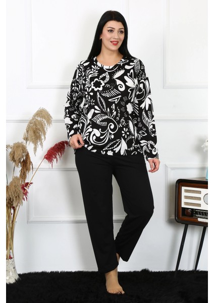 Kadın Büyük Beden Penye Uzun Kol Pijama Takım modelleri