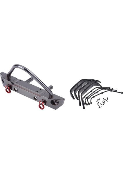 1 Set 1/10 Ölçekli Çamurluk Fişekleri Vidalar ve 1pcs Rc Araba Ön Tampon Metal Rc Model Parçaları Eksenel SCX10 Için (Yurt Dışından)